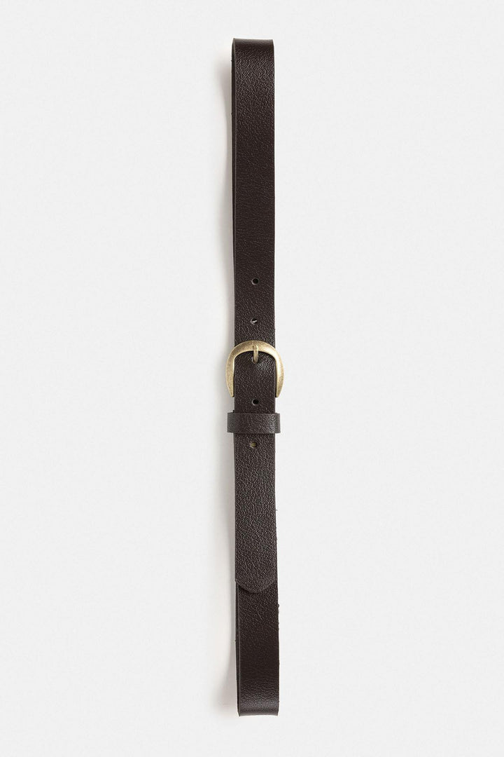 ANT Antioch Coffee Oval Buckle Men's Leather Belt - Ovar