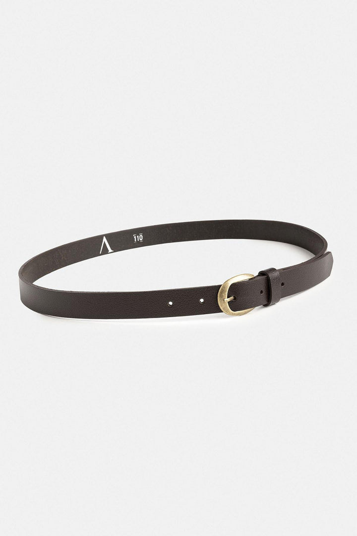 ANT Antioch Coffee Oval Buckle Men's Leather Belt - Ovar