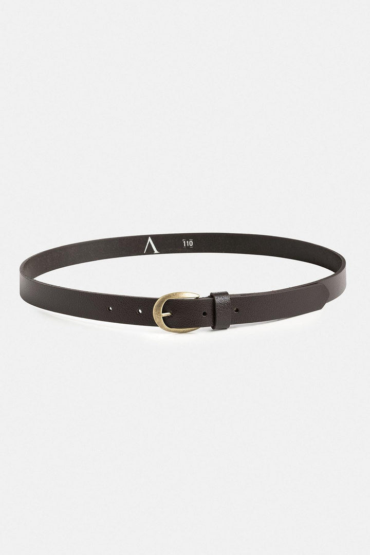 ANT Antioch Coffee Oval Buckle Men's Leather Belt - Ovar
