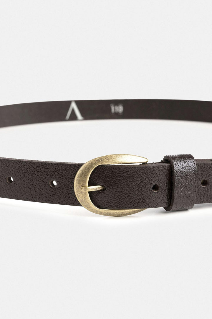 ANT Antioch Coffee Oval Buckle Men's Leather Belt - Ovar