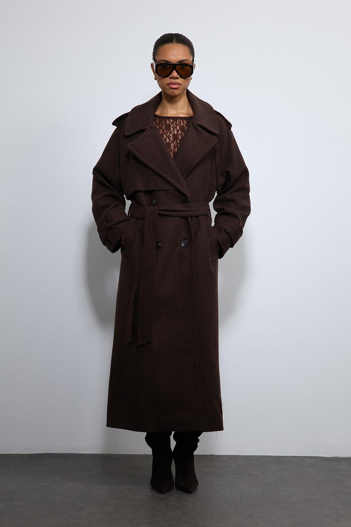 ANT Antioch Kahve Oversize Kemerli Kaban - Weert