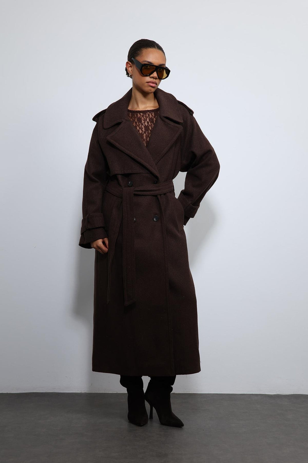 ANT Antioch Kahve Oversize Kemerli Kaban - Weert