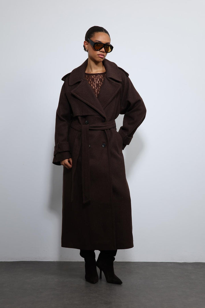 ANT Antioch Kahve Oversize Kemerli Kaban - Weert