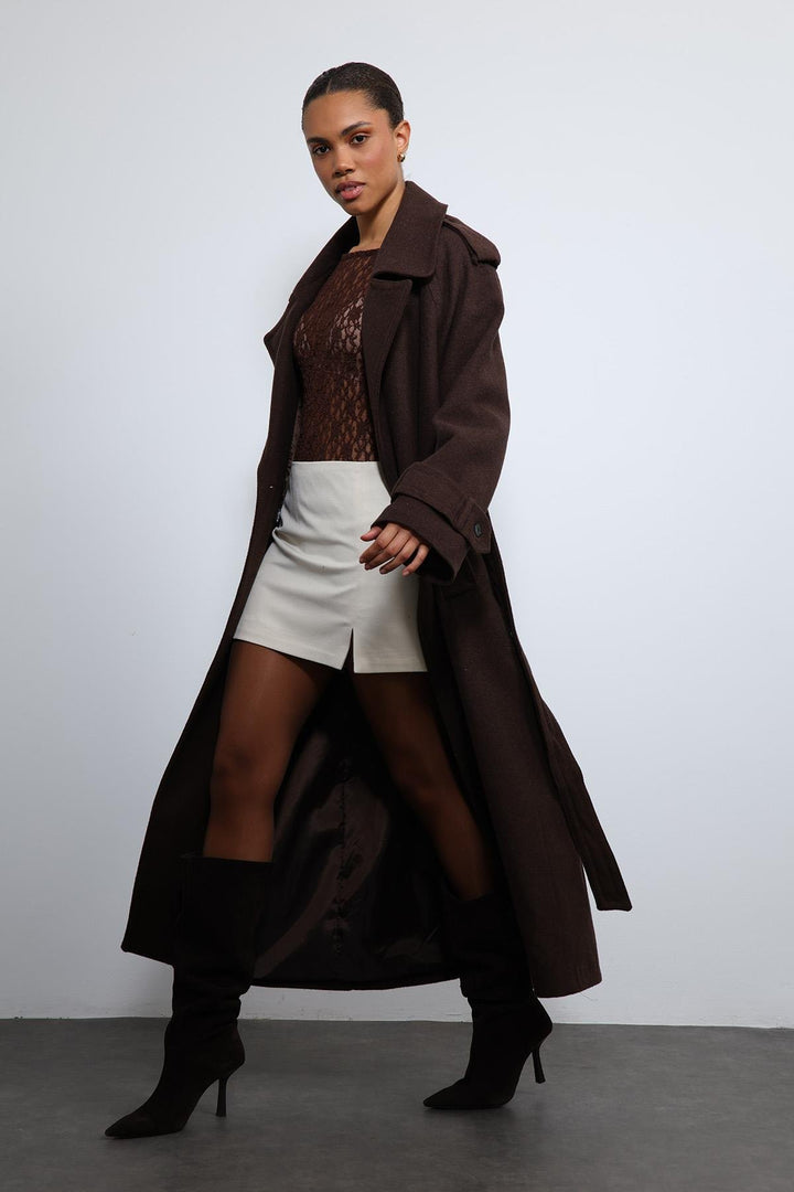 ANT Antioch Kahve Oversize Kemerli Kaban - Weert