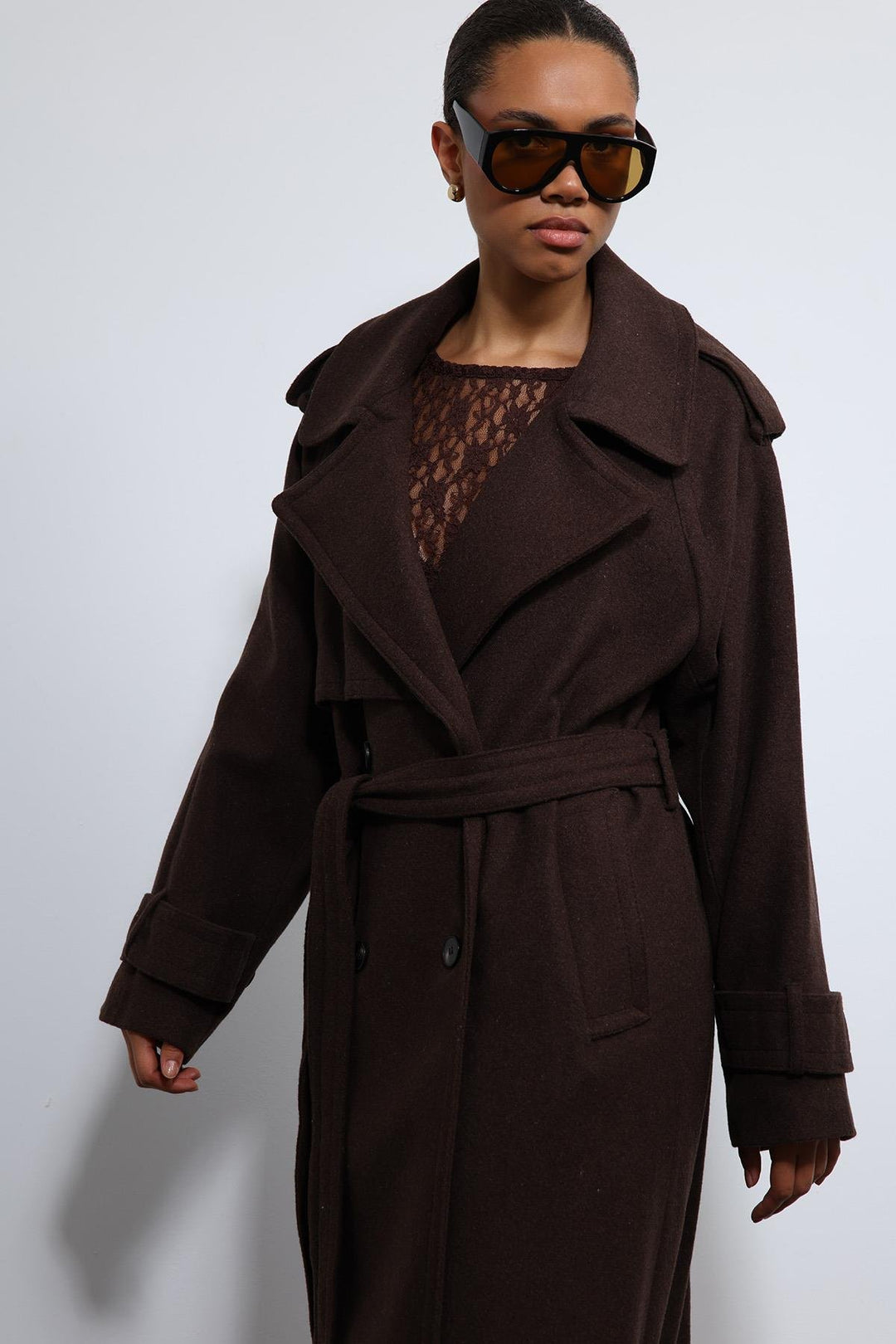 ANT Antioch Kahve Oversize Kemerli Kaban - Weert