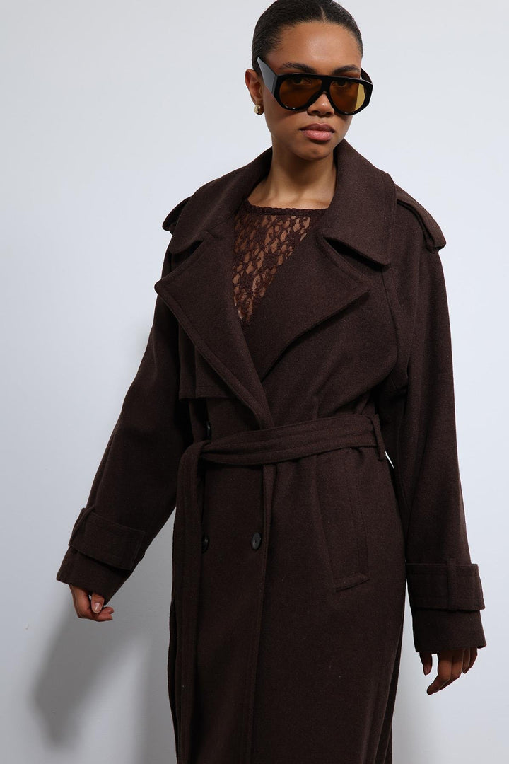 ANT Antioch Kahve Oversize Kemerli Kaban - Weert