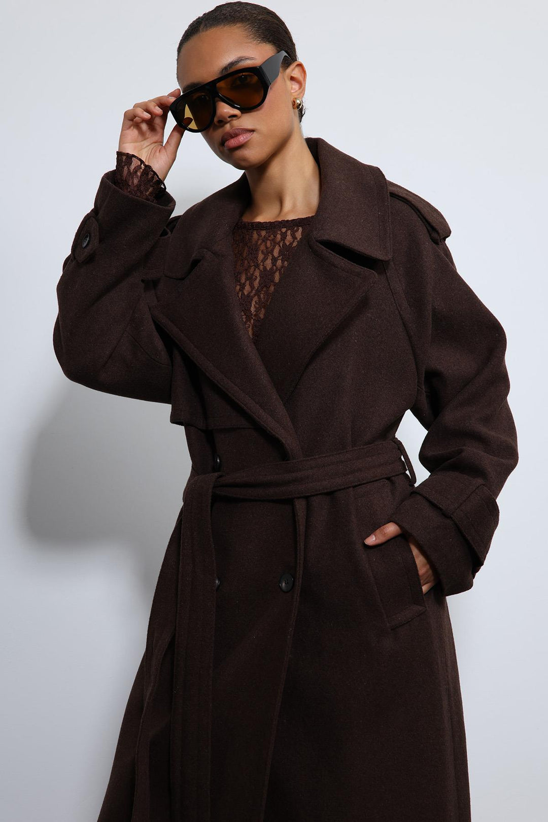 ANT Antioch Kahve Oversize Kemerli Kaban - Weert