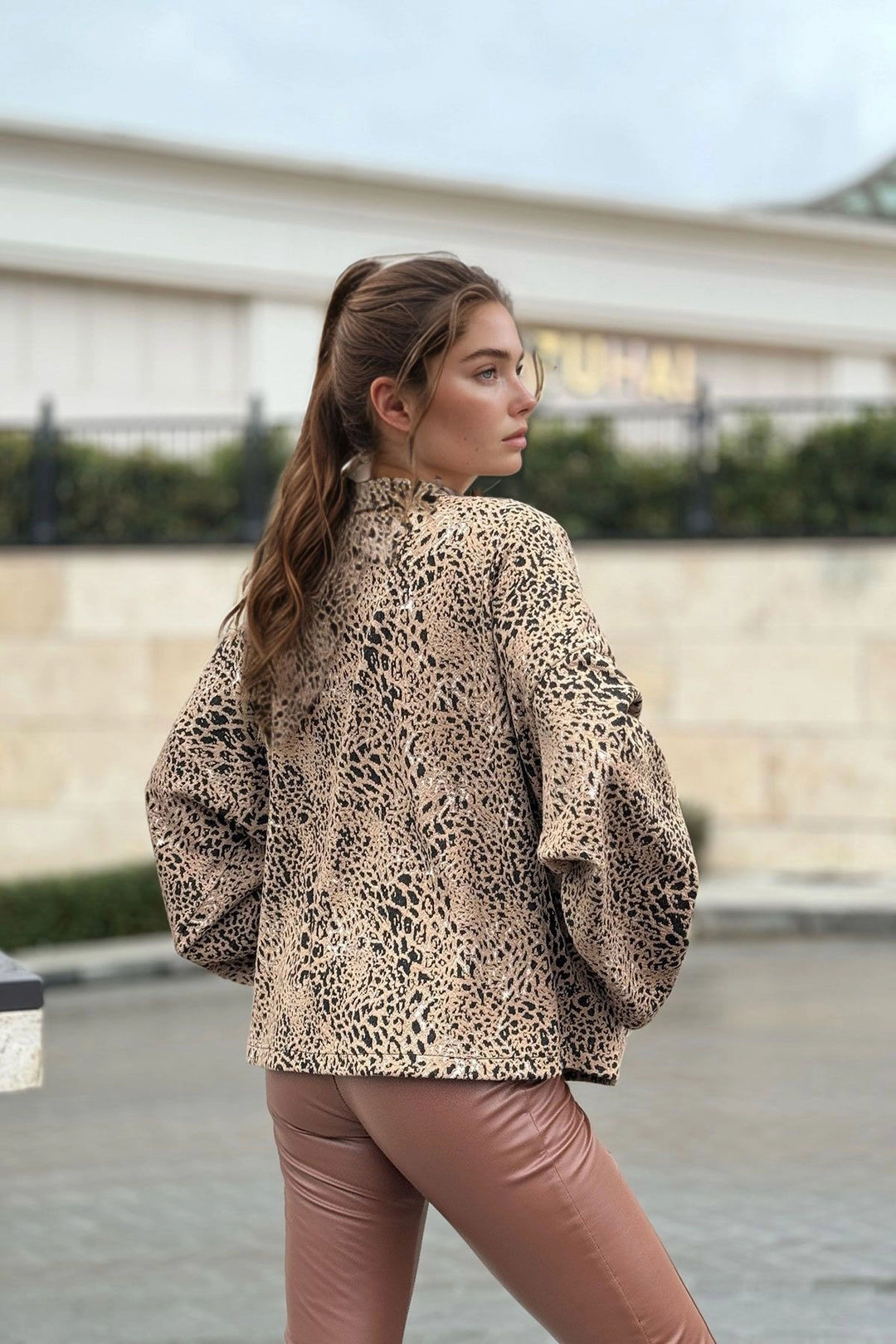Coffee Oversize Casual Jacket BCBSK-25700-3509 - Paisley