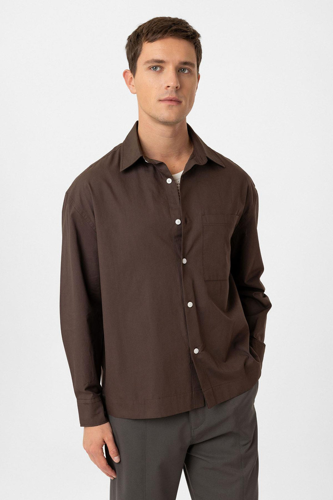 ANT Antioch Coffee Cotton Relaxed Men's Shirt - Spring Hill
