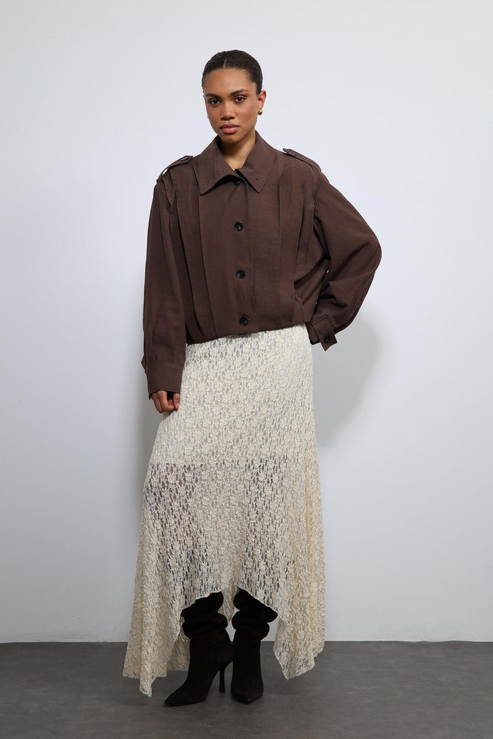 ANT Antioch Kahve Pile Detaylı Dik Yaka Mont - Aschaffenburg