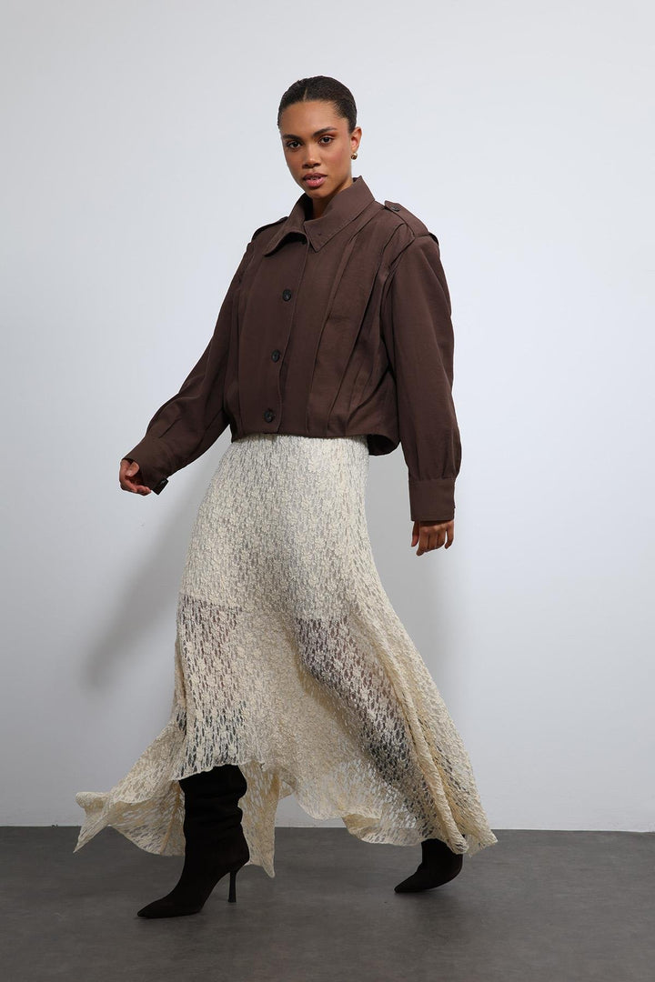 ANT Antioch Kahve Pile Detaylı Dik Yaka Mont - Aschaffenburg