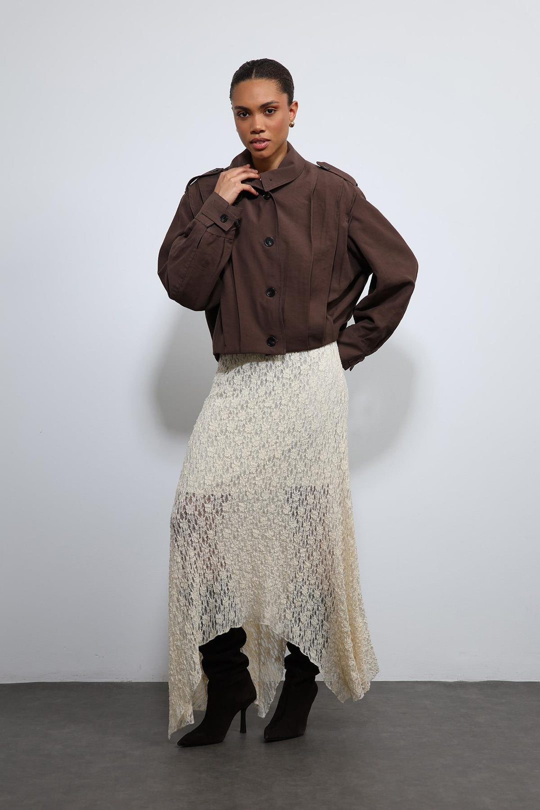 ANT Antioch Kahve Pile Detaylı Dik Yaka Mont - Aschaffenburg