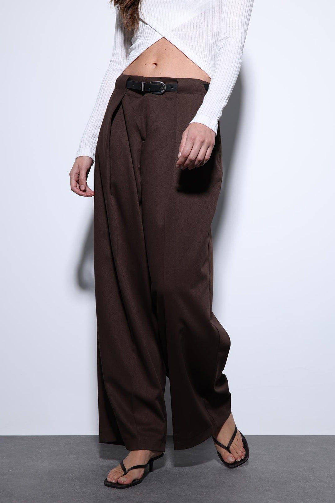ANT Antioch Coffee Pleated Wide Leg Women's Pants - Chernihiv
