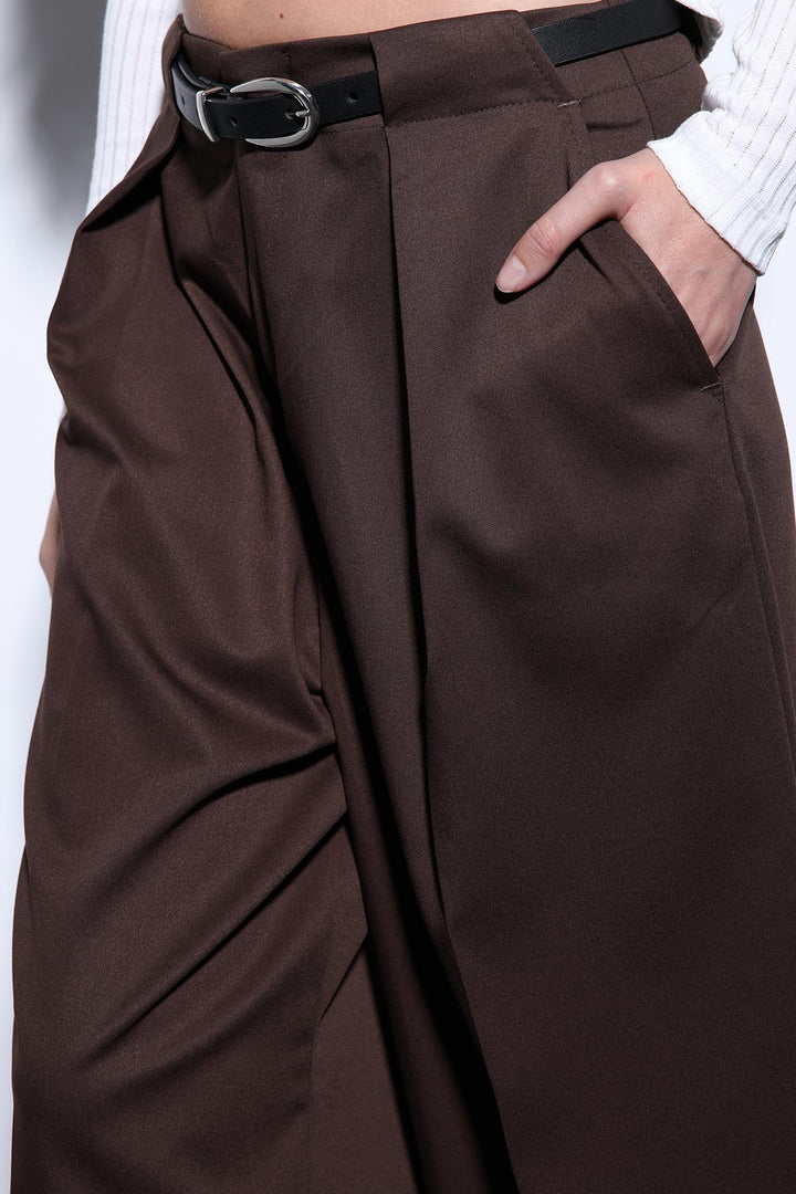ANT Antioch Coffee Pleated Wide Leg Women's Pants - Chernihiv