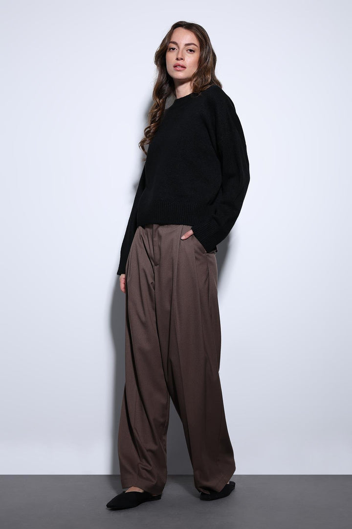 ANT Antioch Coffee Pinstriped Palazzo Women's Pants - Linares