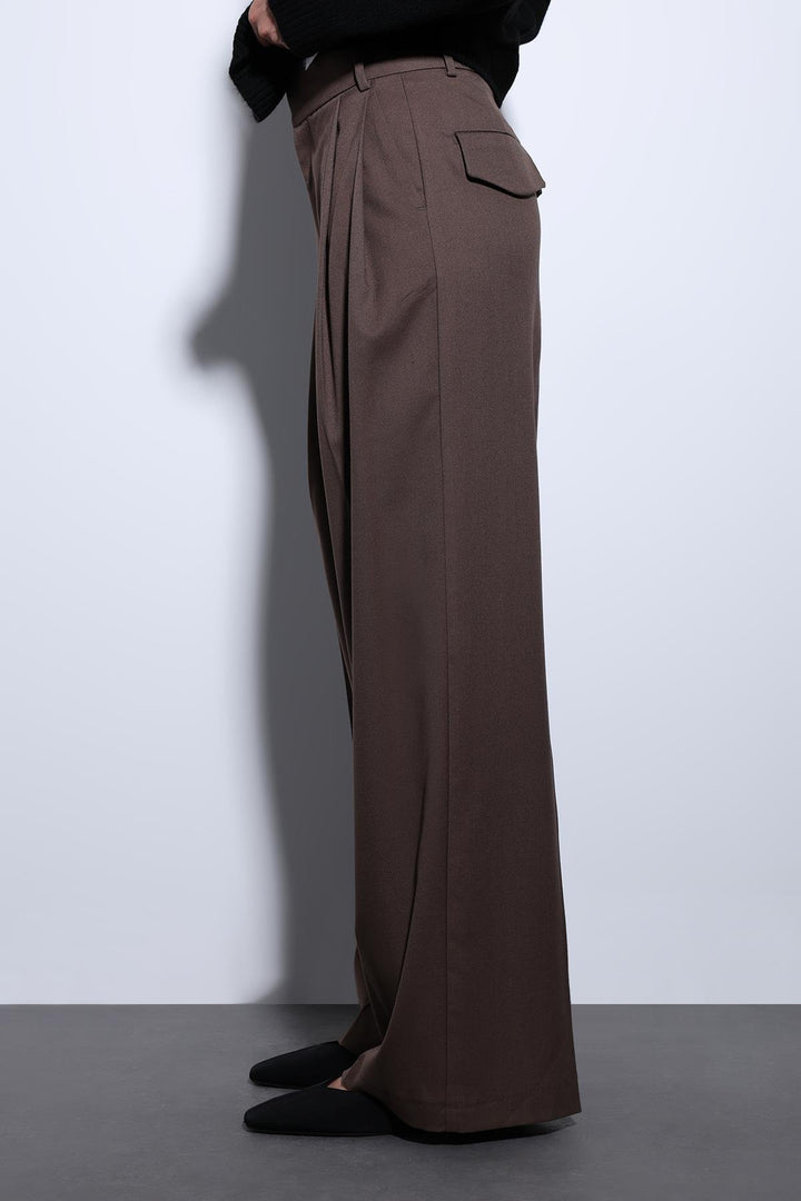 ANT Antioch Coffee Pleated Palazzo Women's Pants - Frosinone