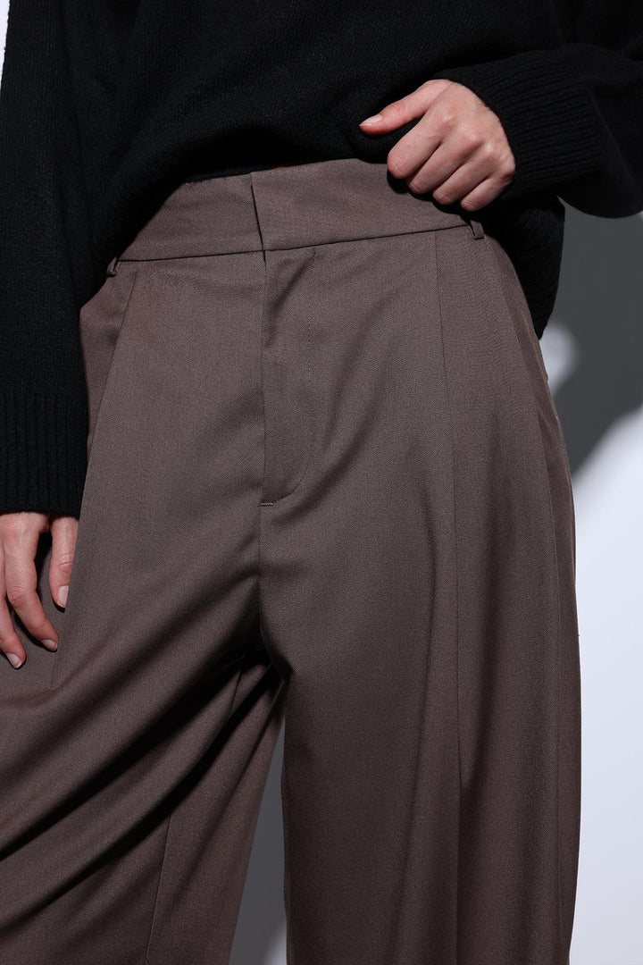 ANT Antioch Coffee Pinstriped Palazzo Women's Pants - Mukacheve