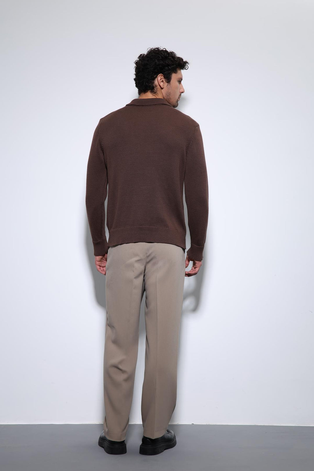 ANT Antioch Coffee Polo Neck Basic Men's Sweater - Brentwood