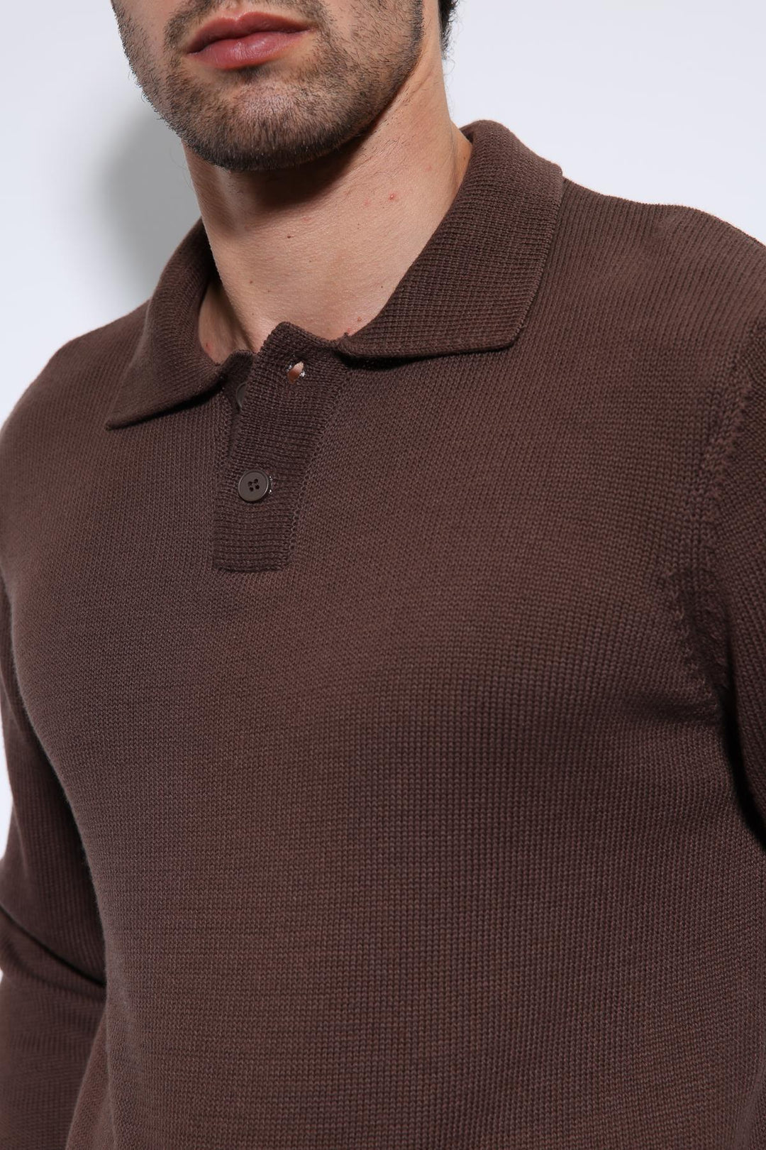 ANT Antioch Coffee Polo Neck Basic Men's Sweater - Brentwood