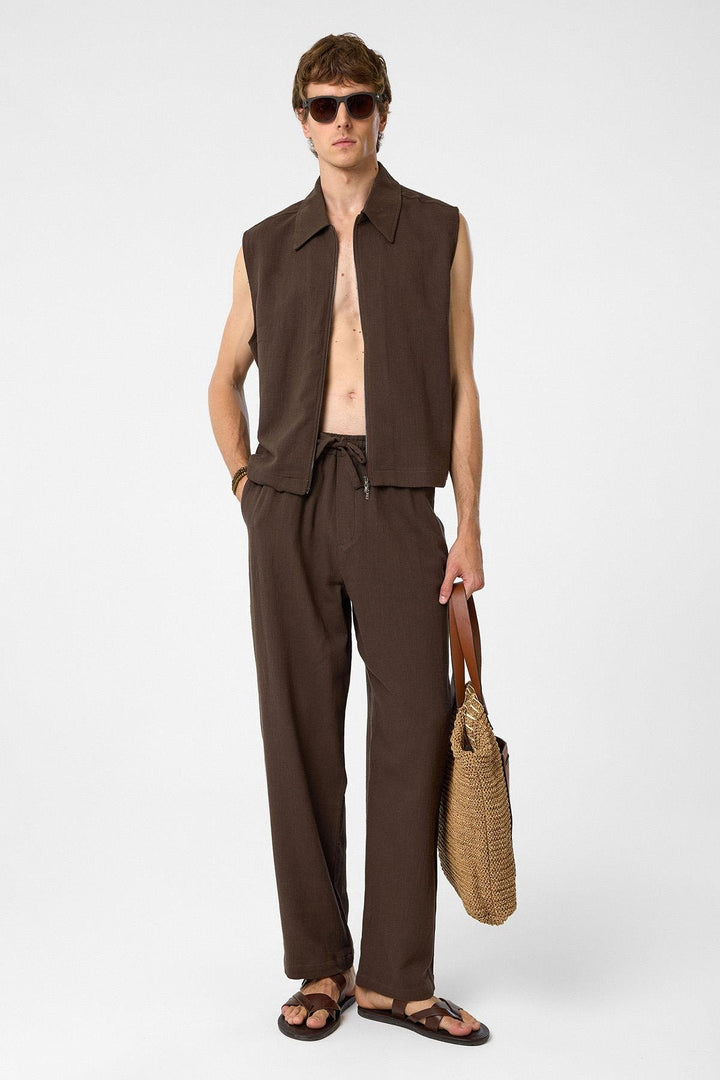 ANT Antioch Coffee Polo Neck Textured Men's Vest - Sutton Coldfield