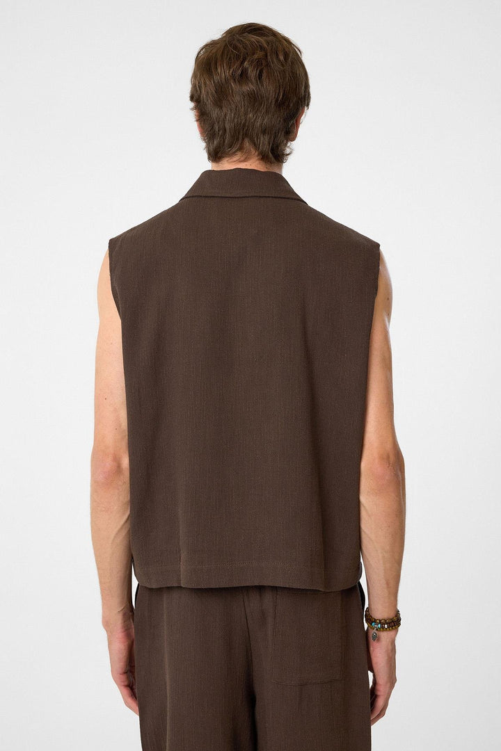 ANT Antioch Coffee Polo Neck Textured Men's Vest - Sutton Coldfield