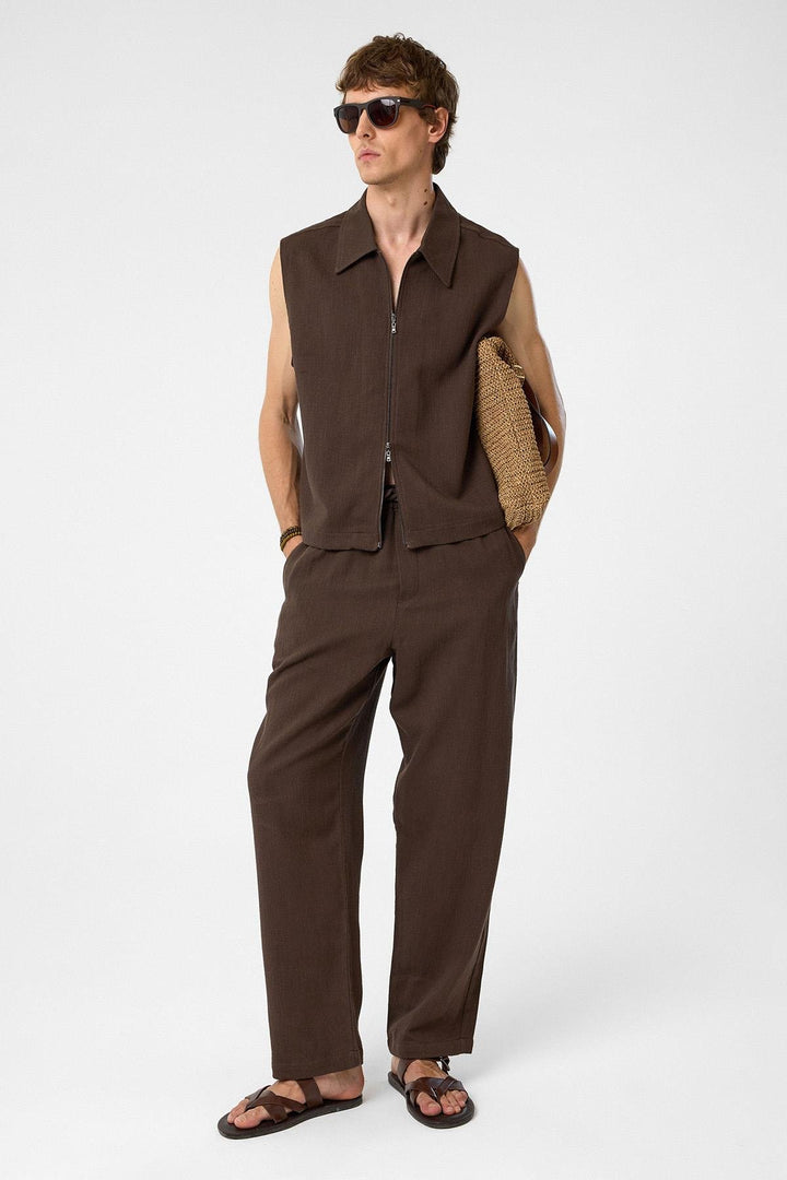 ANT Antioch Coffee Polo Neck Textured Men's Vest - Sutton Coldfield