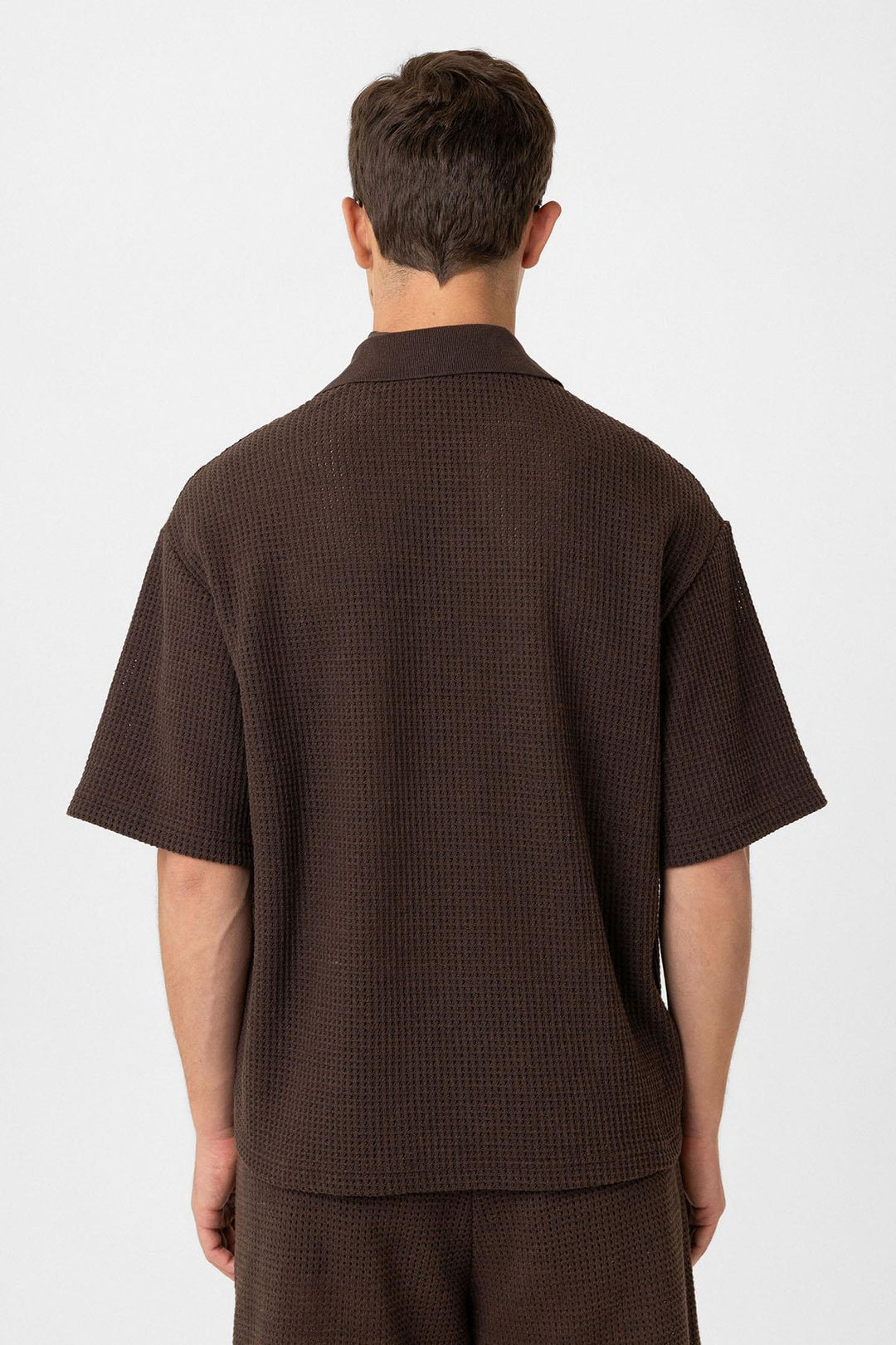 ANT Antioch Coffee Polo Neck Textured Relaxed Fit Men's T-Shirt - Appleton