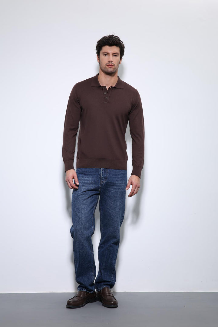 ANT Antioch Coffee Polo Neck Men's Sweater - Navarre