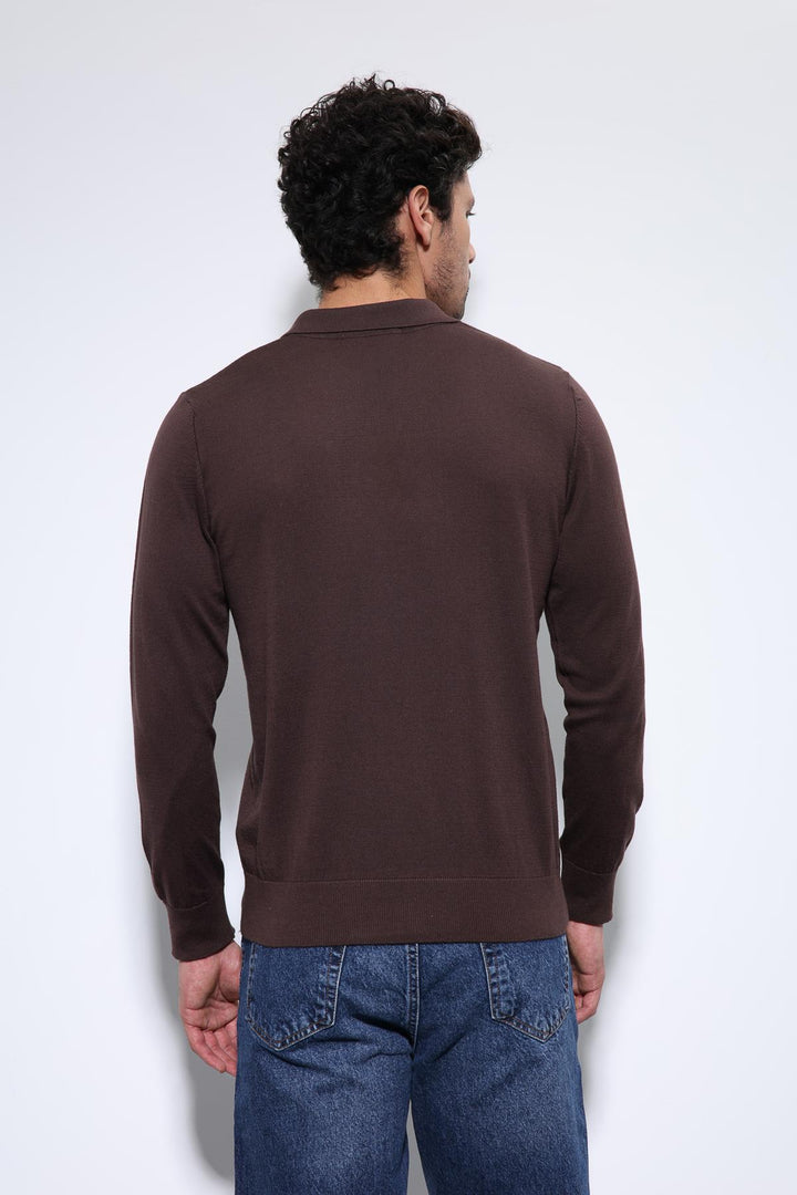 ANT Antioch Coffee Polo Neck Men's Sweater - Navarre