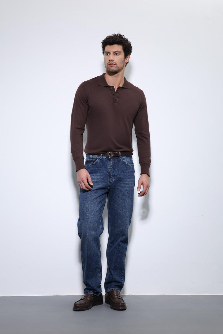 ANT Antioch Coffee Polo Neck Men's Sweater - Navarre