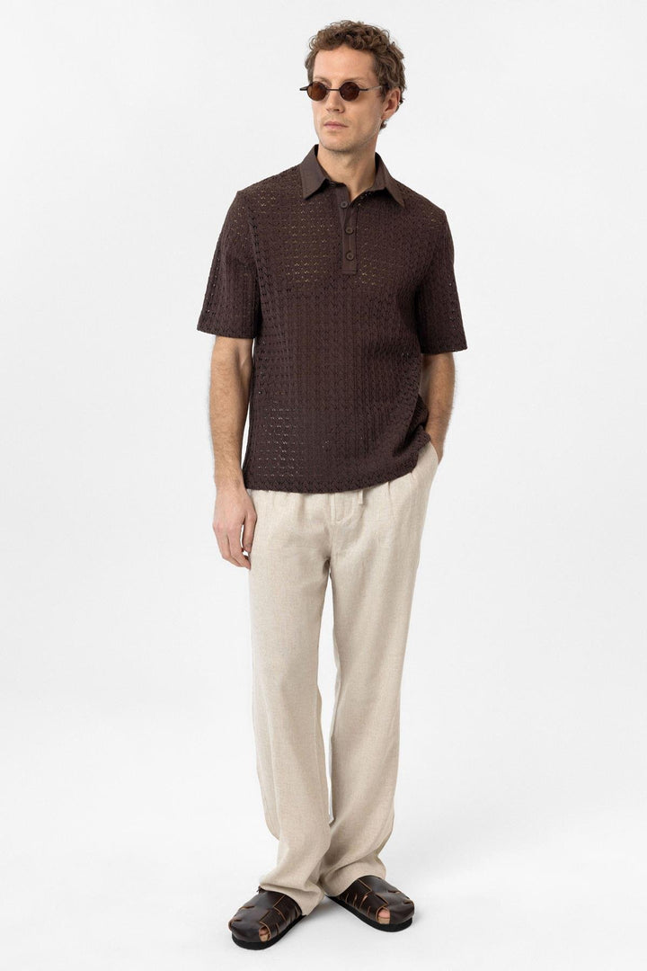 ANT Antioch Kahve Polo Yaka Örgü Erkek T-Shirt - New Rochelle