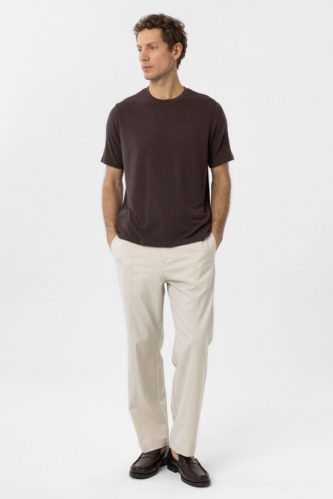 ANT Antioch Kahve Regular Fit Basic Erkek T-Shirt - Bunbury