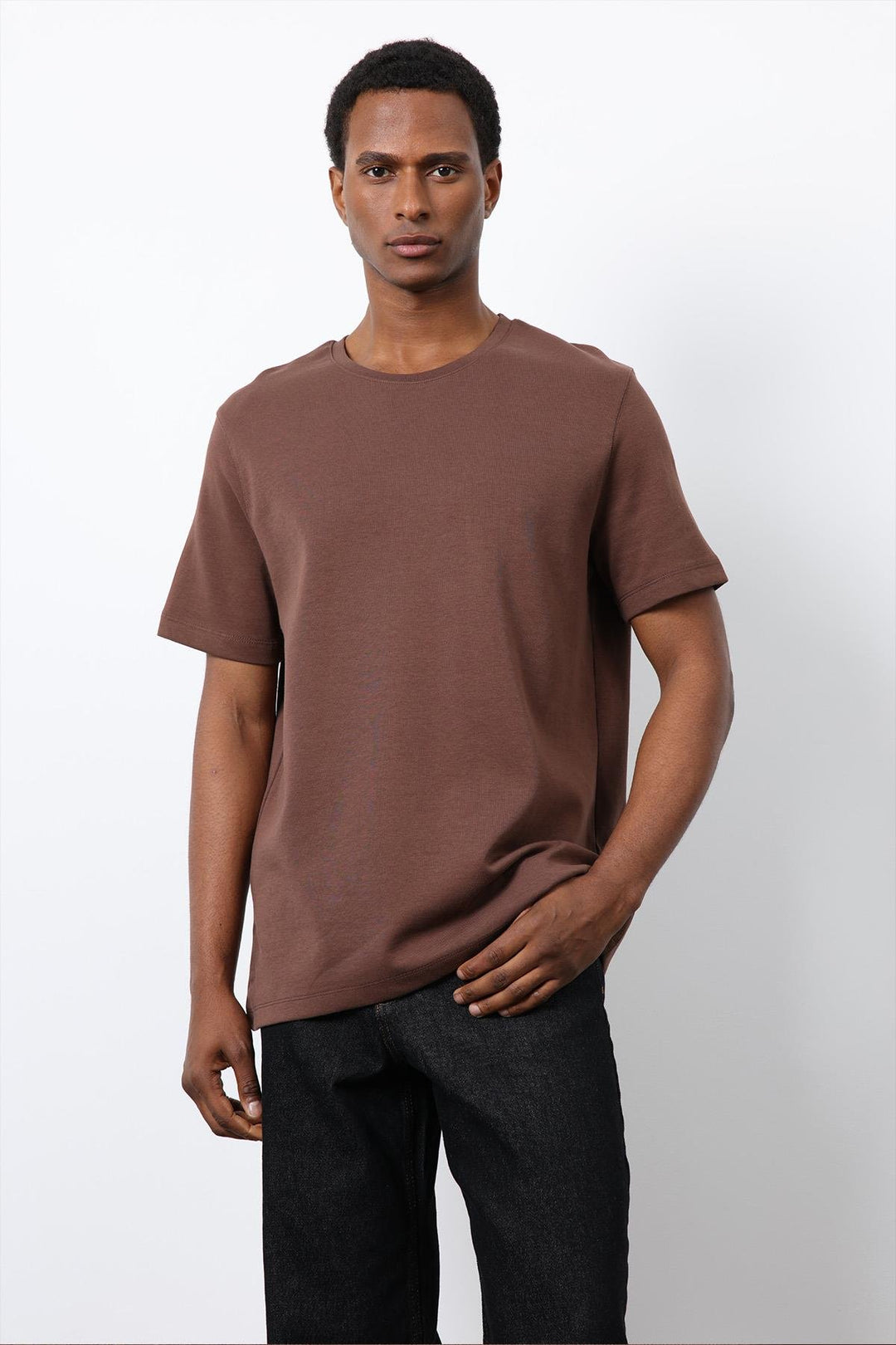ANT Antioch Kahve Regular Fit Basic Erkek T-Shirt - Kutaisi