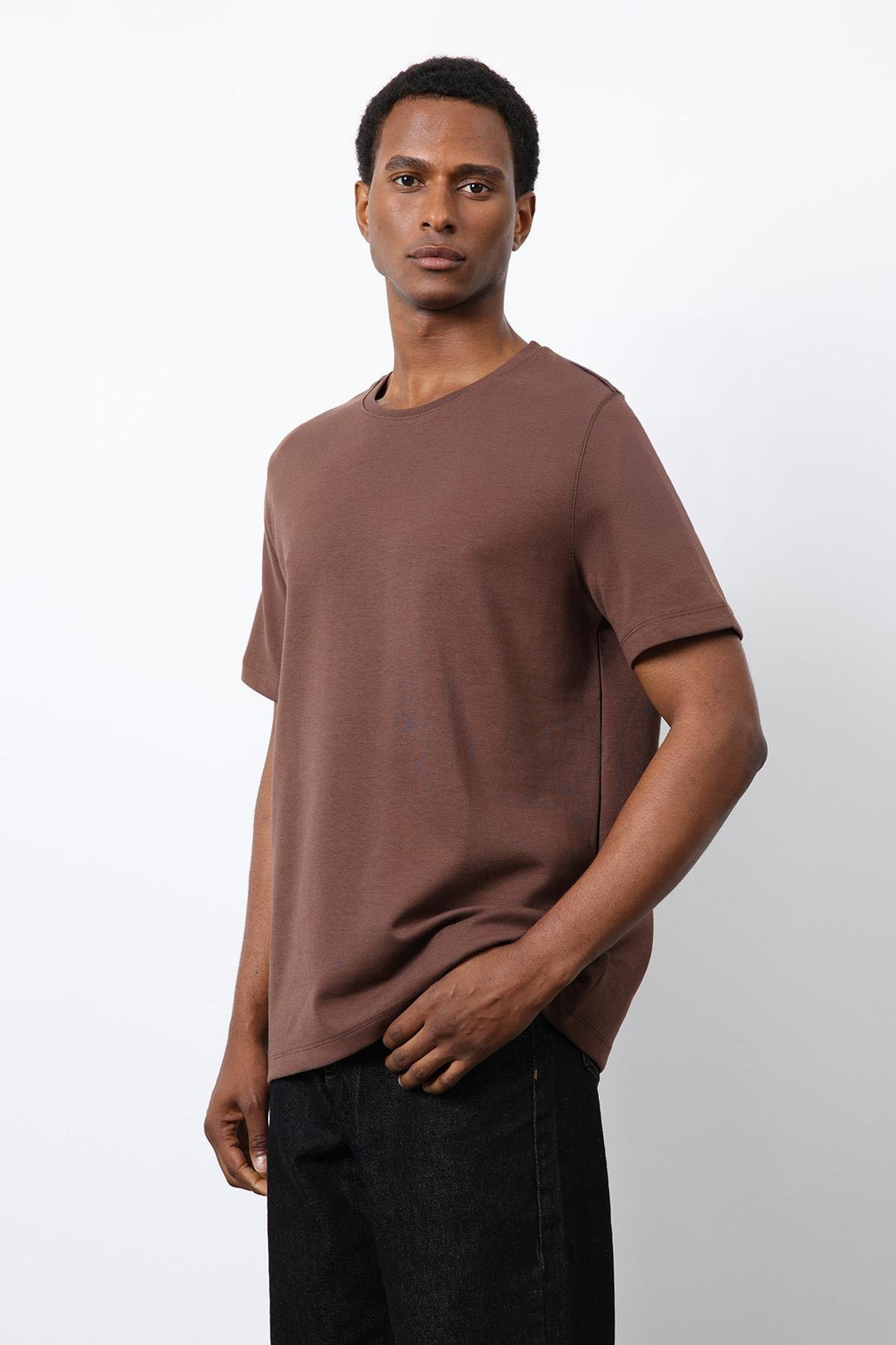 ANT Antioch Kahve Regular Fit Basic Erkek T-Shirt - Kutaisi