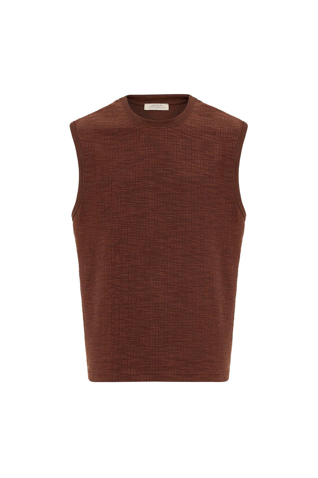 ANT Antioch Kahve Regular Fit Dokulu Erkek Kolsuz T-Shirt - San Mateo Atenco