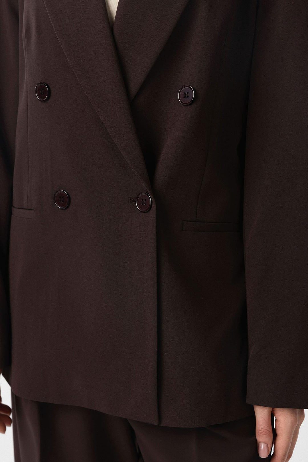 ANT Antioch Kahve Regular Fit Kruvaze Kadın Blazer Ceket - Taunton