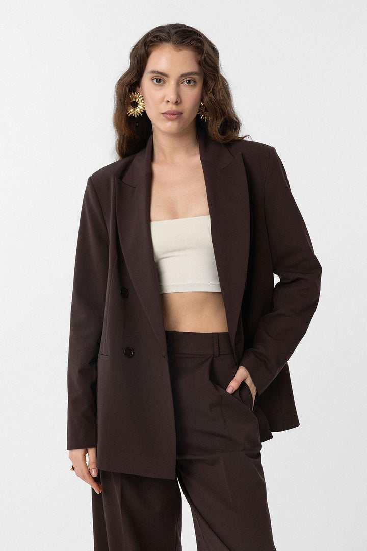 ANT Antioch Coffee Regular Fit Wrap Women's Blazer Jacket - Wheaton