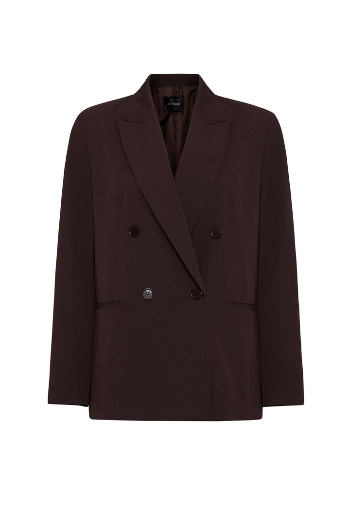 ANT Antioch Kahve Regular Fit Kruvaze Kadın Blazer Ceket - Taunton