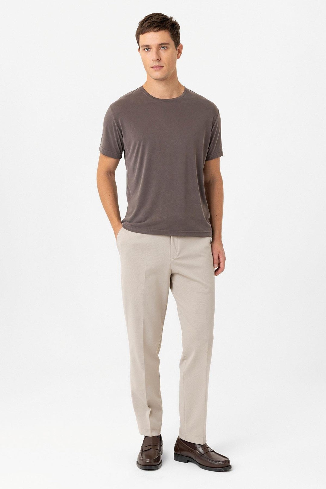 ANT Antioch Coffee Regular Fit Modal Technical Fabric Men's T-Shirt - Legnano