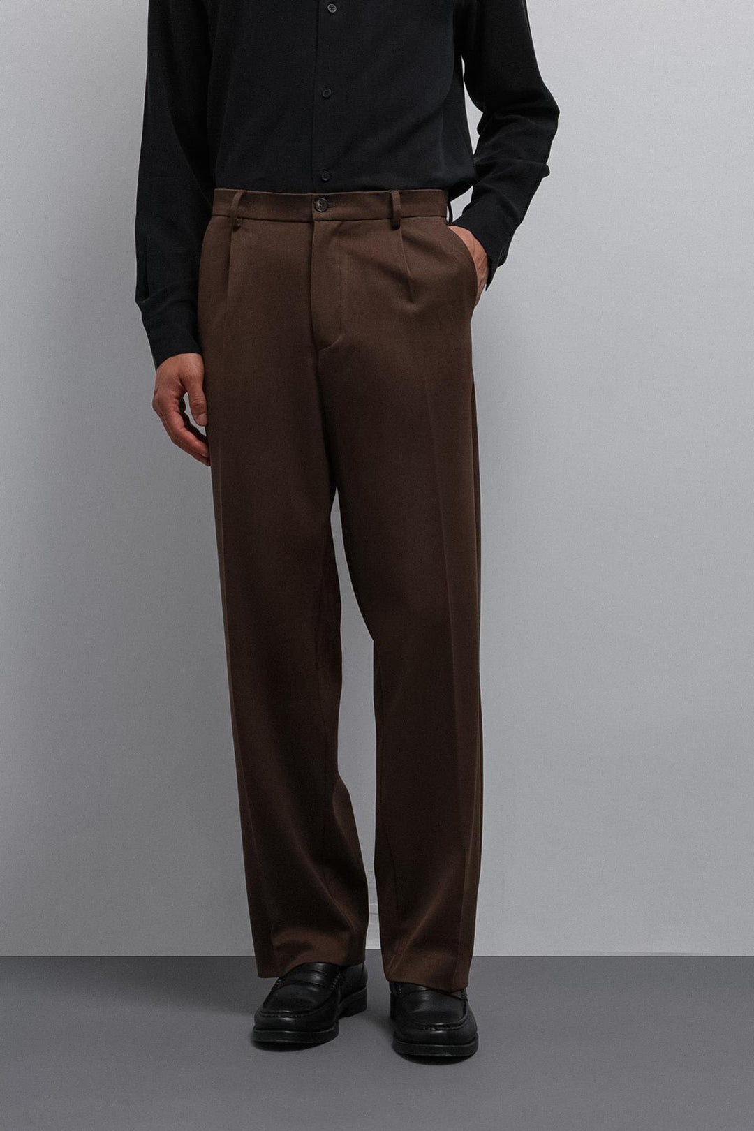 ANT Antioch Coffee Relax Fit Baggy Pleated Men's Pants - Purmerend