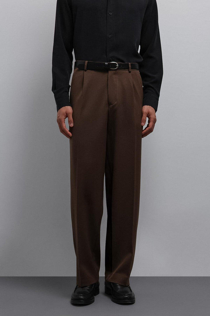 ANT Antioch Kahve Relax Fit Baggy Pilili Erkek Pantolon - Washington