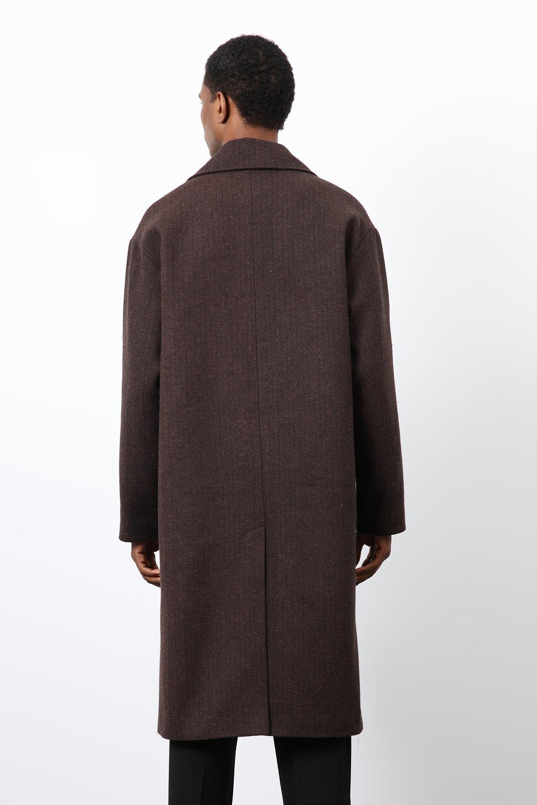 ANT Antioch Kahve Relax Fit Balıksırtı Desenli Erkek Kaban - Velsen-Zuid