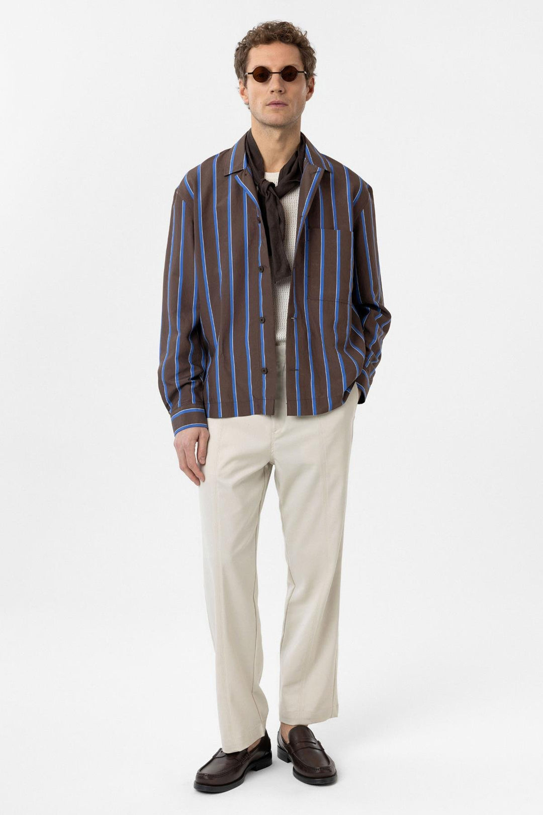 ANT Antioch Coffee Relax Fit Striped Men's Shirt - Palencia
