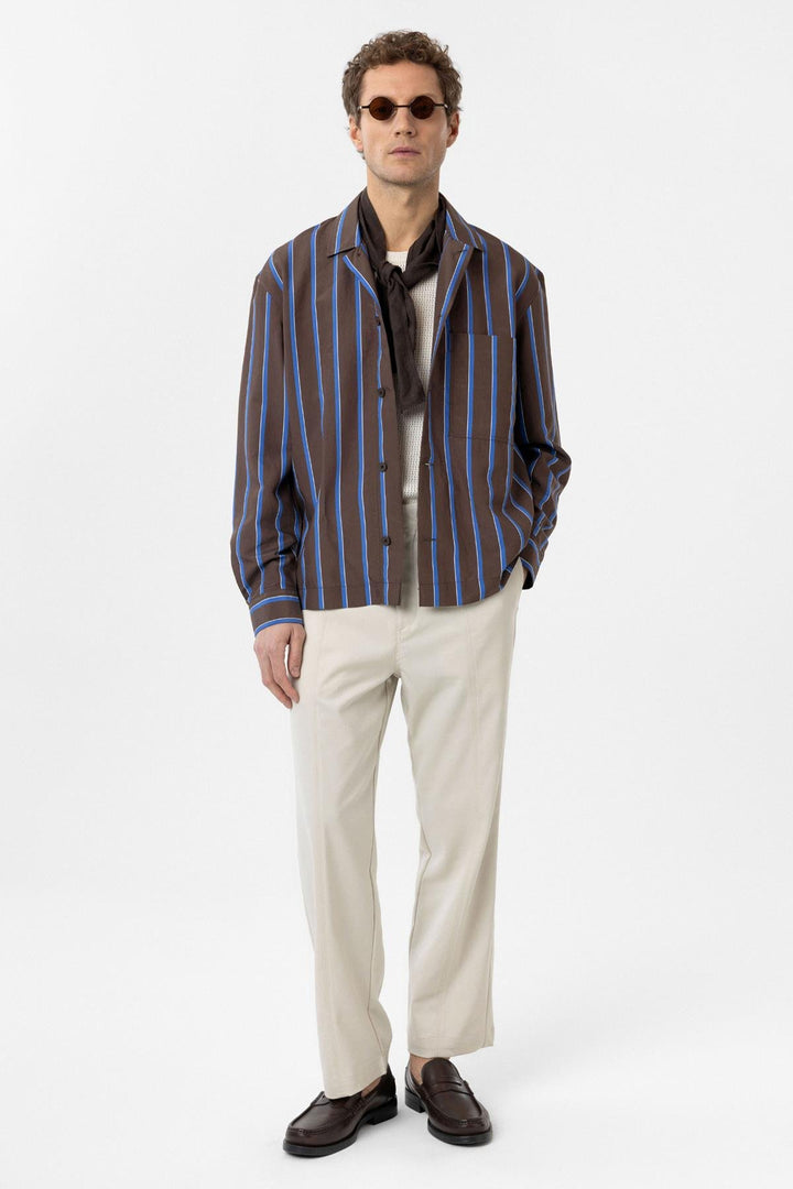 ANT Antioch Coffee Relax Fit Striped Men's Shirt - Palencia
