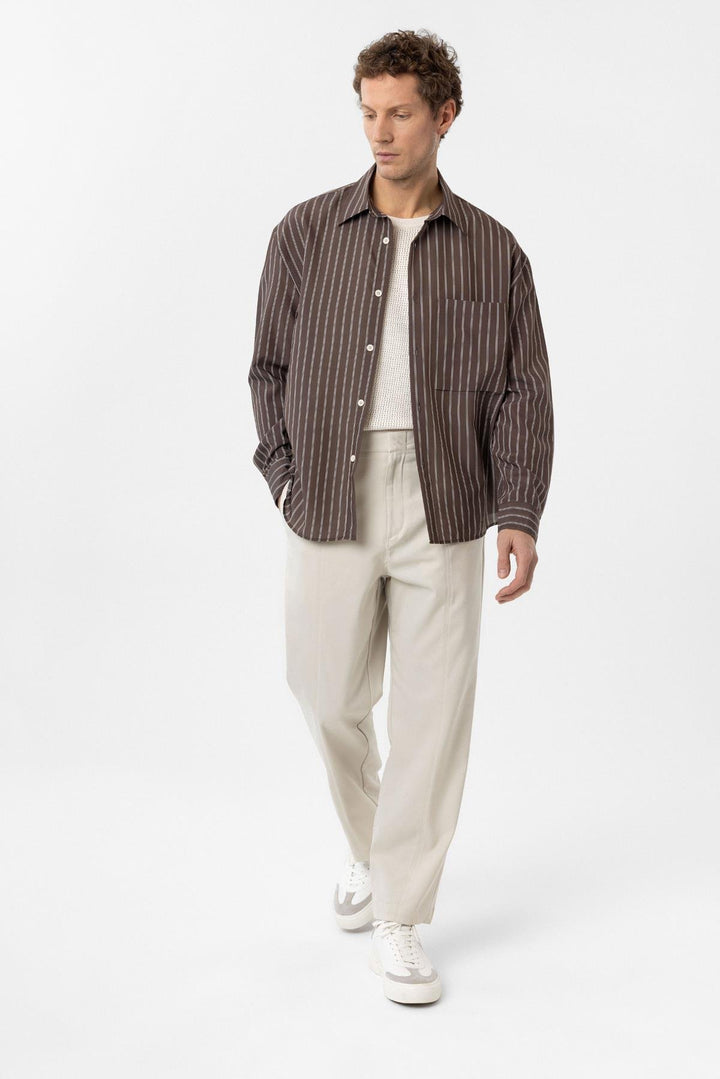 ANT Antioch Coffee Relax Fit Striped Men's Shirt - San Juan del Río
