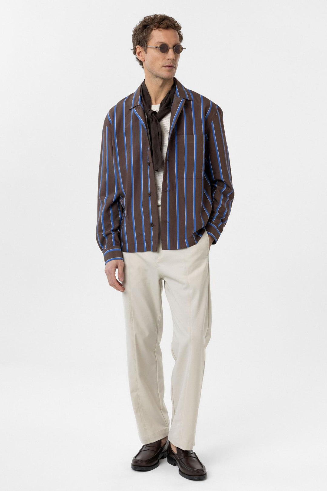 ANT Antioch Coffee Relax Fit Striped Men's Shirt - Palencia