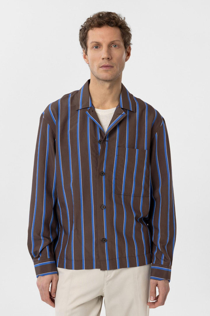 ANT Antioch Coffee Relax Fit Striped Men's Shirt - Palencia
