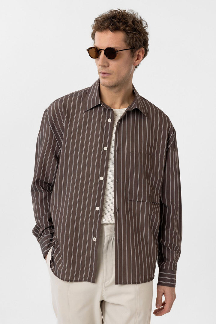 ANT Antioch Coffee Relax Fit Striped Men's Shirt - San Juan del Río