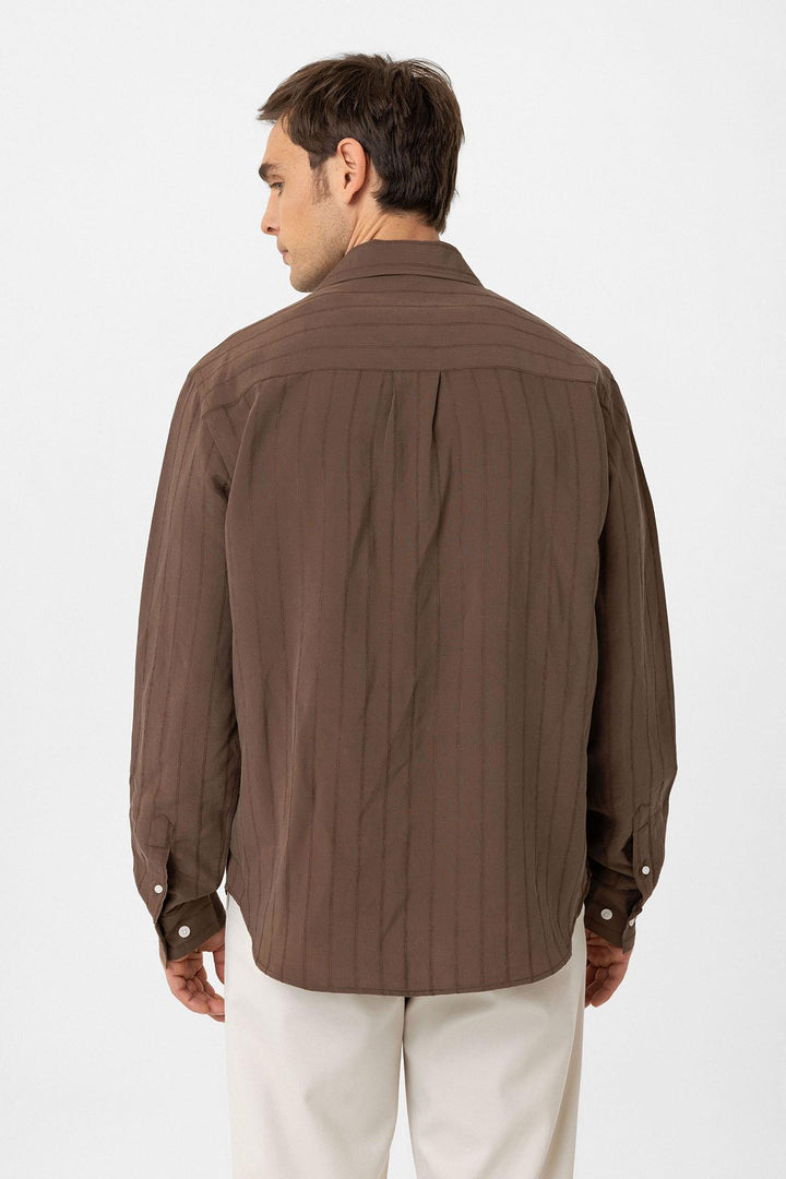 ANT Antioch Coffee Relax Fit Striped Men's Shirt - Midwest City