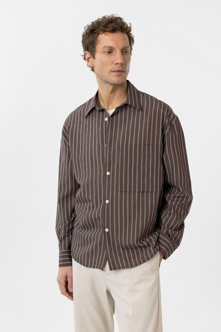 ANT Antioch Coffee Relax Fit Striped Men's Shirt - San Juan del Río